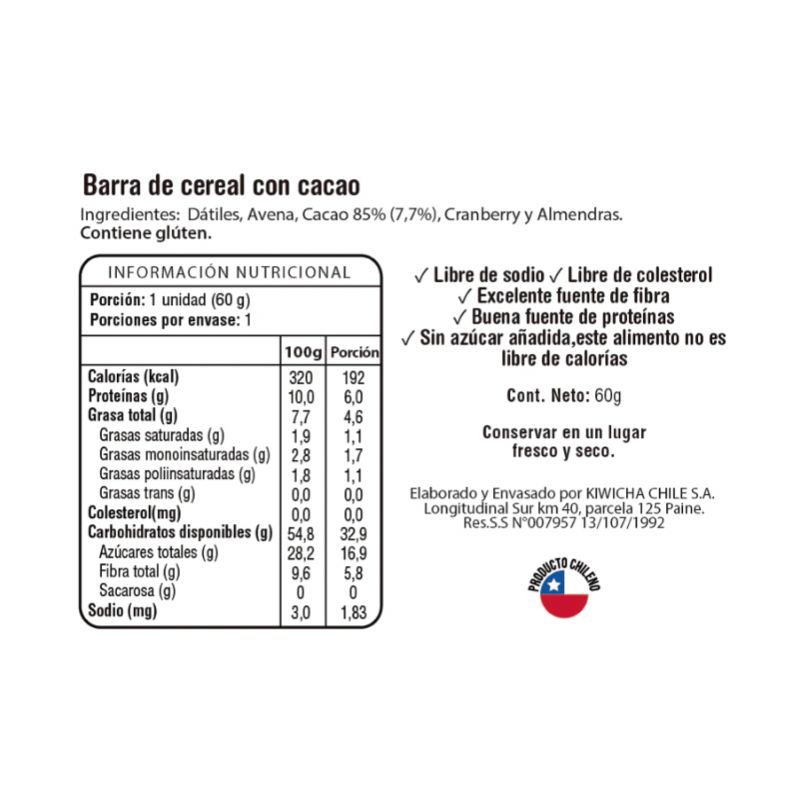 Barra Vegana Cacao - Kiwicha - Imagen 3