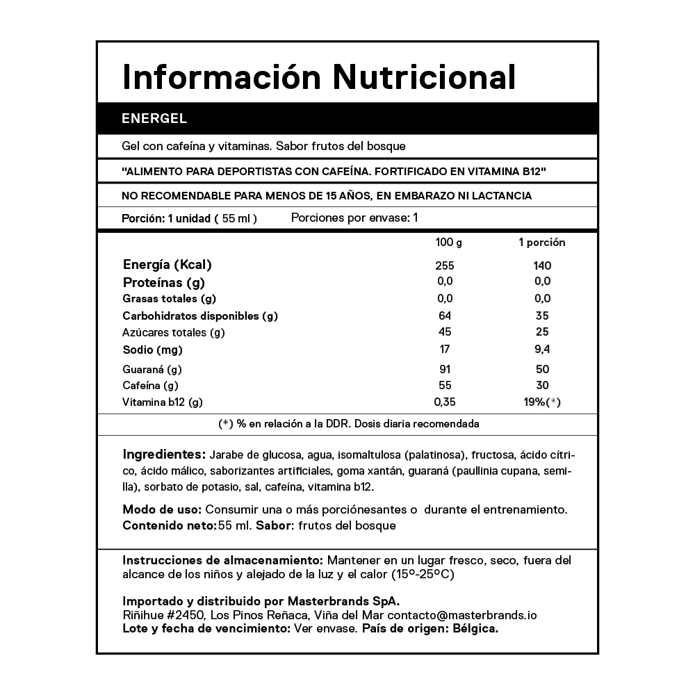 Caja de 25 Geles Energéticos Energel FRUTOS ROJOS 25x55 Ml - Imagen 3