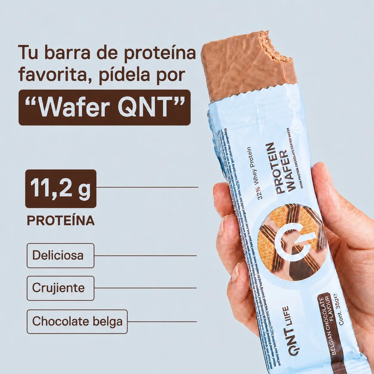 Caja De 12 Barras De Proteína Wafer Bar BELGIAN CHOCOLATE 12x35 Grs - Imagen 3