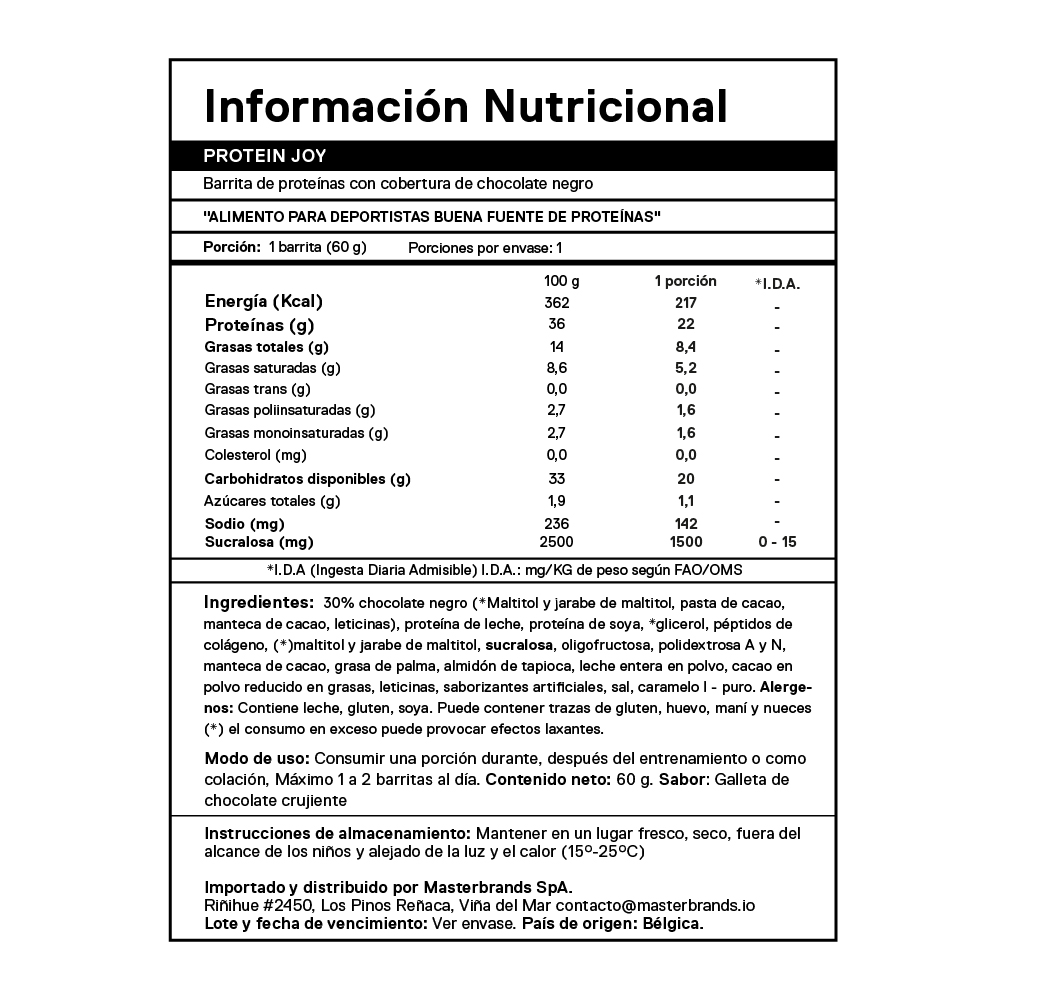 Caja de 12 barras de proteína Joybar cookies 12x60gr - Imagen 3