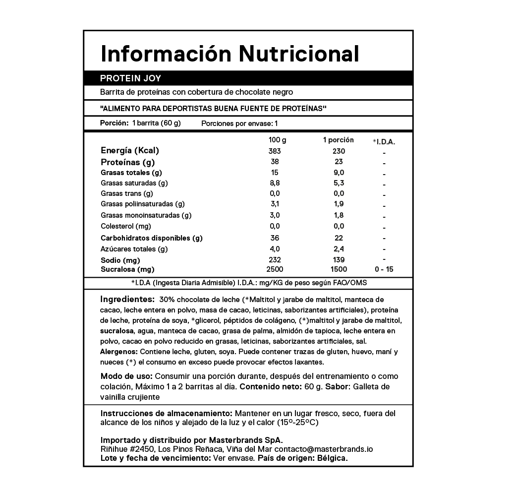 Caja de 12 Barras de Proteína Joybar VAINILLA 12x60 grs - Imagen 4