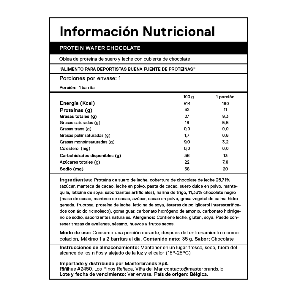 Caja De 12 Barras De Proteína Wafer Bar BELGIAN CHOCOLATE 12x35 Grs - Imagen 4